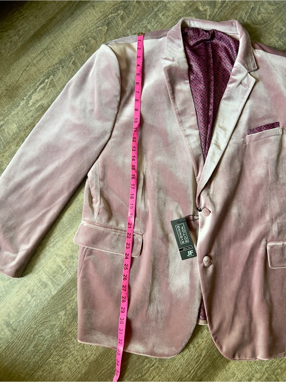 JF J. Ferrar Corded Mens Big and Tall Regular Fit Velvet Sport‎ Coat-Size 52R - Picture 11 of 13